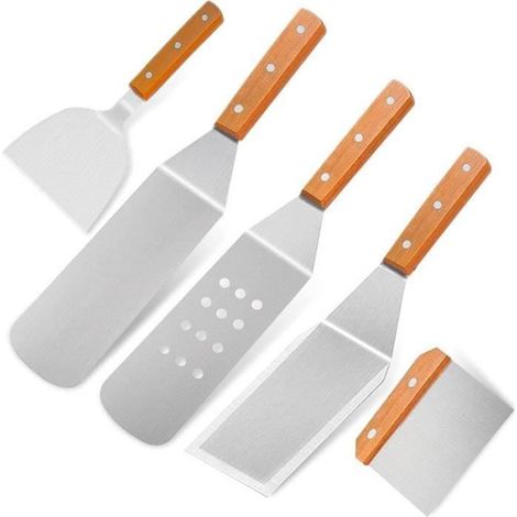 Kit Barbecue Portable - - Ensemble complet de spatules pour gril - Acier inoxydable - Blanc (1/4)