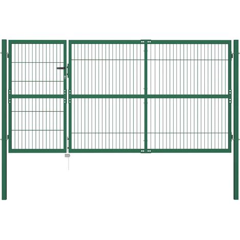 Portail de jardin avec poteaux 350x140 cm acier vert