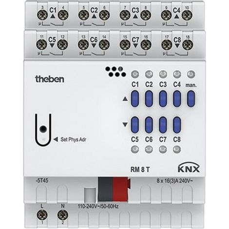 Theben KNX Schalt Jalousieaktor schwarz 8 Kanäle 4 Jalousien