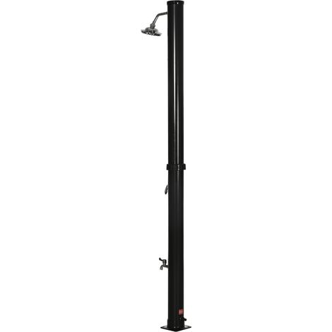 20-Liter-Solardusche mit Bodenarmatur und einstellbarer Temperatur, aus Zinklegierung, 15,5 x 15,5 x 222 cm, schwarz