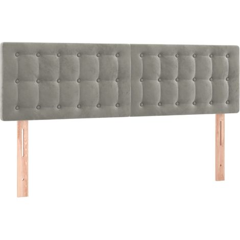 Cabecero accesorio para dormir mueble de dormitorio acolchado 2 piezas 72 x 5 x 78/88 cm tela de terciopelo gris claro TDL0206429