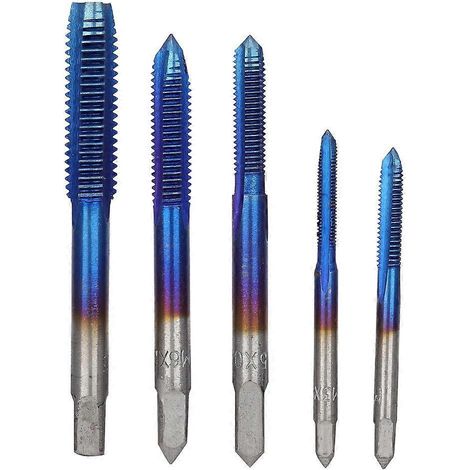 5-teiliges manuelles Gewindebohrer-Set aus Hochleistungs-Schnellstahl, M3, M4, M5, M6, M8 (blau beschichtet)