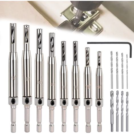 MINKUROW Set Di Punte Per Trapano Per Cerniere Hss Autocentranti Con 17 Punte Per Trapano Per Legno Punte Per Trapano Autocentranti Set Di Punte Per Trapano Per Fori Per Mobili Da Cucina Utensili Fai (1/5)