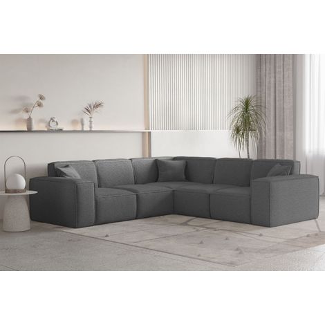Ecksofa Designersofa CELES PREMIUM Stoff Ascot Bukla Graphit Seite Universal (1/2)