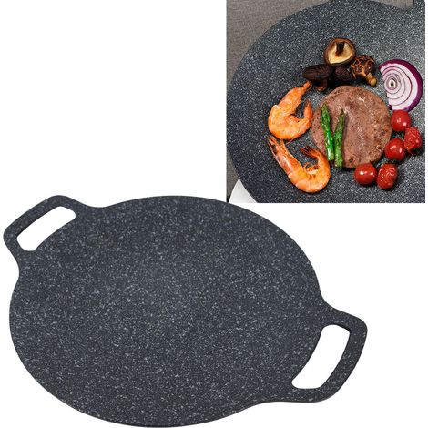 Poêle à griller de style barbecue coréen, antiadhésive pour plaques à induction, adaptée au teppanyaki en extérieur, livrée avec un sac de rangement Oxford (34 cm). (1/5)