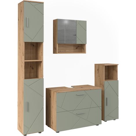 Conjunto de muebles de baño Irma, Verde salvia, 4 partes, Vicco