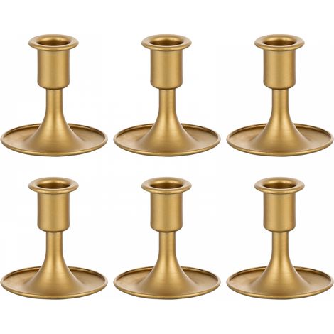 Portavelas dorados para Halloween, juego de 6 pequeños portavelas decorativos de metal para velas de boda, velas de pilar (1/4)