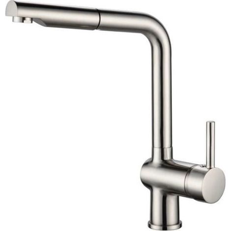 ROUSSEAU Robinet mitigeur de cuisine Matsouko - Avec douchette - Gris inox (1/6)