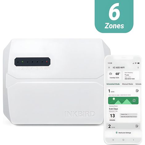 Programmateur arrosage wifi,6 Voies,Automatique,Minuterie Irrigation,Contrôle APP,Réglage Saisonnier INKBIRD IIC-600-WiFi