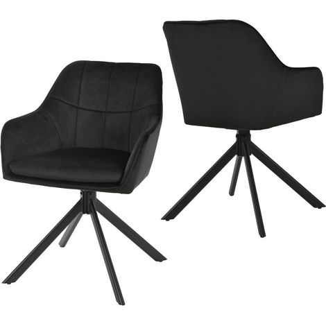 Goeurvant Moderner Esszimmerstühle mit dicker Doppelsitzpolsterung, breiter Rückenlehne und ergonomischen Armlehnen - 2er Set - Schwarz