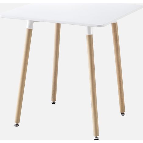 Mesa de comedor cuadrada de MDF y madera de haya, 70cm (1/5)