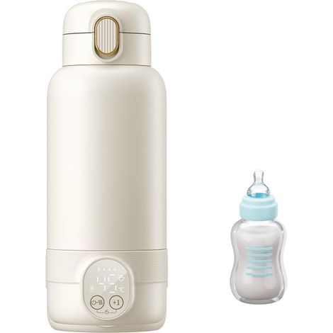 Calienta biberones inalámbrico portátil - 500 ml - Ajustable de 37 a 55 °C - Con pantalla LED - Calienta biberones para llevar - Temperatura constante 24 horas para leche materna y agua (1/5)