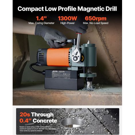 Perceuse Magnétique à Profil Bas 1300 W, Perceuse à Colonne Portable, Force 10000 N, Vitesse 650 tr/min, Diamètre d'Alésage de 35 m… (1/5)