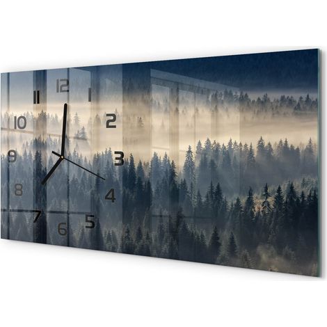 Horloge Murale Maison 60x30 cm Design Panoramique Salon Cuisine Bureau Brouillard au-dessus de la forêt (1/5)