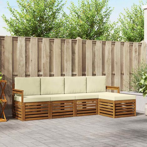 Sofagarnituren 5 pcs Natur und Creme Massivholz Akazie