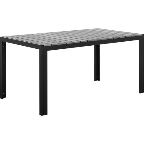 Tavolo da Giardino in Alluminio Grigio e Nero a 6 Posti Stile Moderno Como (1/5)