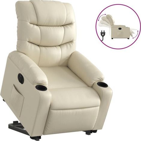 Fauteuil inclinable électrique en similicuir beige (1/5)