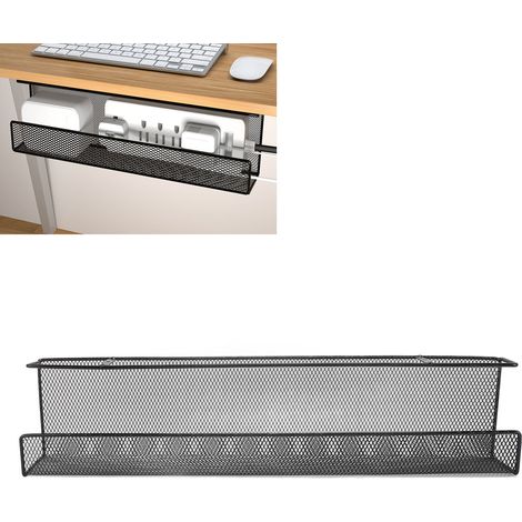 Kompakter Kabelkorb – S – Schreibtisch-Organizer aus Eisen, Schwarz (1/5)