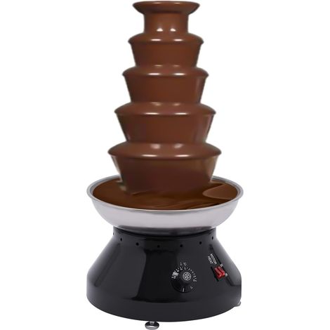 Fuente de chocolate de 5 niveles, 7 lb para chocolate caliente comercial, gran capacidad, fondant de chocolate de acero inoxidable para fiestas y bodas, negra