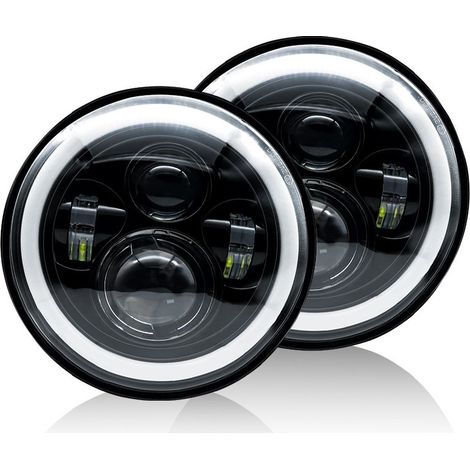 Phares LED 7 pouces – Technologie E-Mark RHD – 5000 lm feux de route – Étanchéité IP68 – Compatible Land Rover Defender