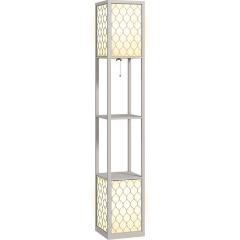 Lampada da terra moderna con 2 ripiani, interruttore a catenella, 26 x 26 x 156 cm, grigio chiaro (1/4)