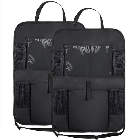 Sacoche de rangement suspendue pour dossier de siège auto, tissu Oxford, grand espace, film transparent tactile, noir, lot de 2 (1/5)
