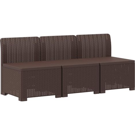 Maison Exclusive - 3-Sitzer Garten Sofa Rattan Look PP Braun (1/5)