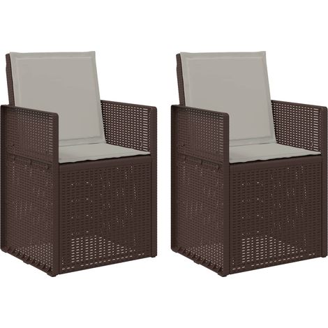 Garden Dining Chairs 2 pcs Brown and Light Grey PP vidaXL