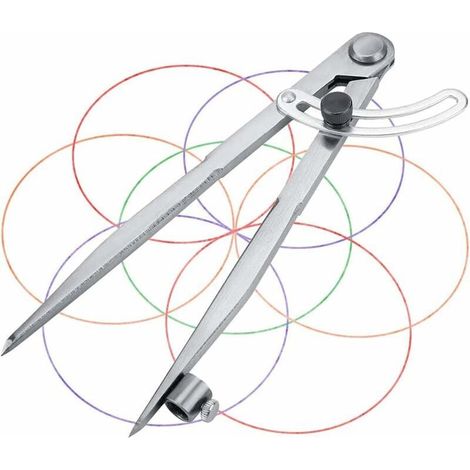 Compás de medición de acero inoxidable de 20 cm con punta metálica grabable. Para carpintería, dibujo y metalurgia. (1/5)