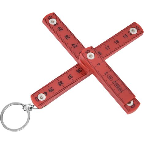 Lot 2 règles pliantes ABS – 0.5m – rouge – pliable portable – menuiserie / pose carreaux – porte-clés