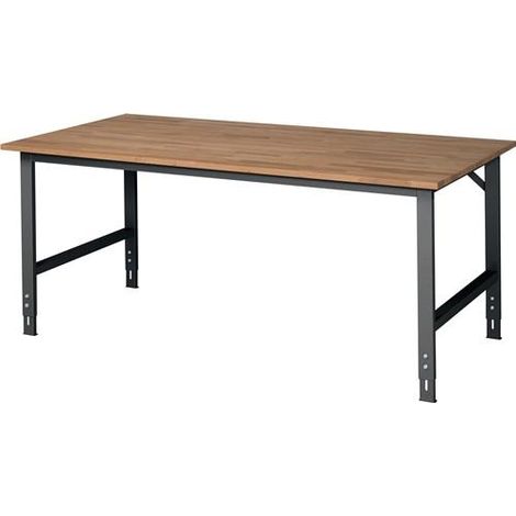 Werktisch Tom B2000xT1000xH760-1080mm Arbeitsplatte Buche Gestell anthrazitg