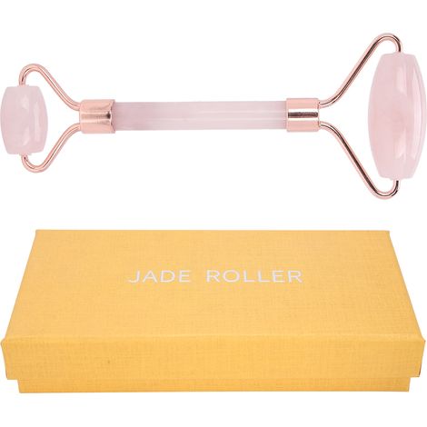 Bâton de jade rose double extrémités pour visage, outil de massage anti-âge raffermissant la peau (rouge rosé) (1/5)
