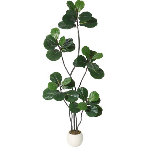 Plante Ficus Lyrata Artificielle Décorative – Feuillage Réaliste et ramifications Modulables – Pot Blanc Moderne – Idéale pour Salon, Bureau ou Maison – Cadeau Original – Taille : 6FT (1/5)