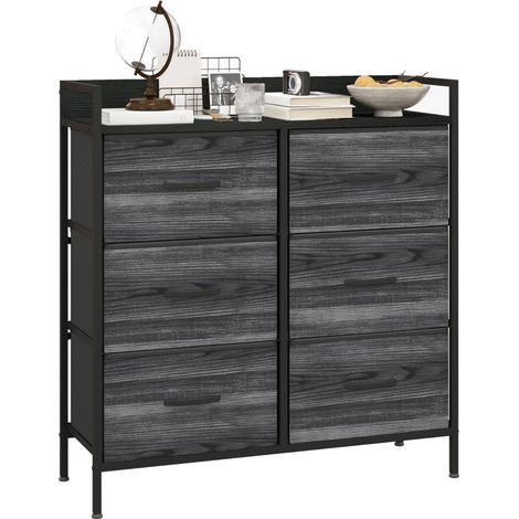 Rustic Chest of Six Fabric Drawers - Black