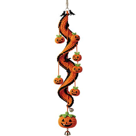 Décoration en tissu au crochet en spirale pour Halloween, à faire soi-même, avec une citrouille, pour une scène de fête créative (1 pièce). (1/5)