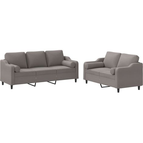 vidaXL Set Divani 2 pz con Cuscini Tortora in Tessuto (1/5)