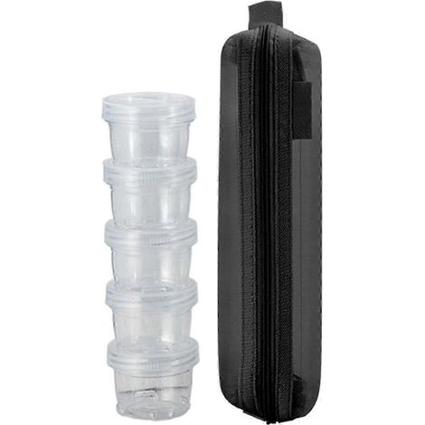 Boîte à épices empilable 5x, transparente, idéale pour le camping et les pique-niques. Rangement facile pour vos épices en extérieur.-black