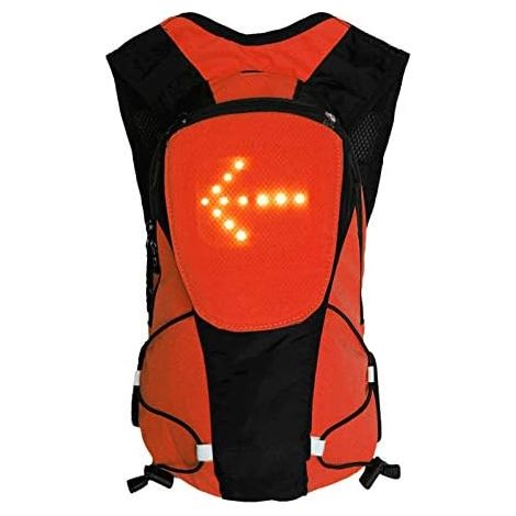 5-Liter-Rucksack mit 48 blinkenden Reflektor-LEDs und Richtungssignalen für Fahrräder und Roller. Fernbedienung und USB-Aufladung. Französischer Händler, Lager in Frankreich.