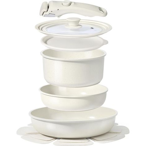 Non-Stick Ceramic Cookware Set with Removable Handle, 8 Pieces (1/5)