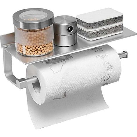 Porte-papier toilette mural en fer, design à poser sur le réservoir, finition noire, compatible avec les rouleaux de papier toilette standard. (1/5)