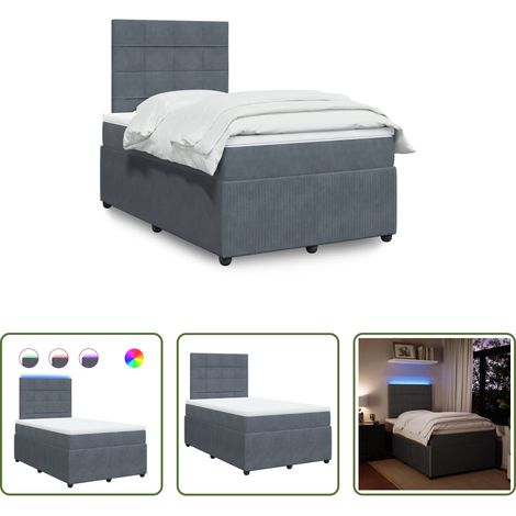 vidaXL Taschenfedernkern -  Boxspringbett mit Matratze Dunkelgrau 120x200 cm Samt (1/5)