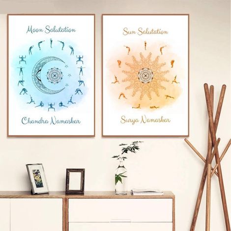Lot de 2 Toiles Décoratives 20x30cm sans Cadre, Tableau Yoga pour Salon Chambre, Art Mural Moderne pour Détente et Méditation (1/5)