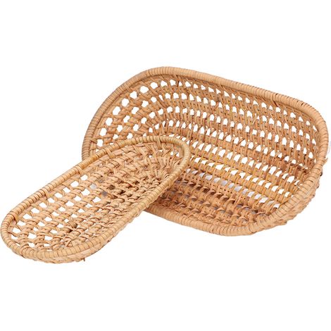 Ensemble de 2 paniers à pain artisanaux en rotin pour ranger pain, bonbons, biscuits, amuse-gueules et fruits (1/5)