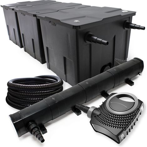 Set per laghetti da 90000l Filtro Chiarificatore UVC 72W Pompa 80W e tubo da 25m