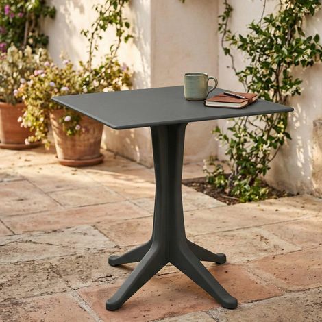 Table d'extérieur, Étagère carrée fixe, Table de jardin polyvalente, 70x70h72 cm, Anthracite (1/5)