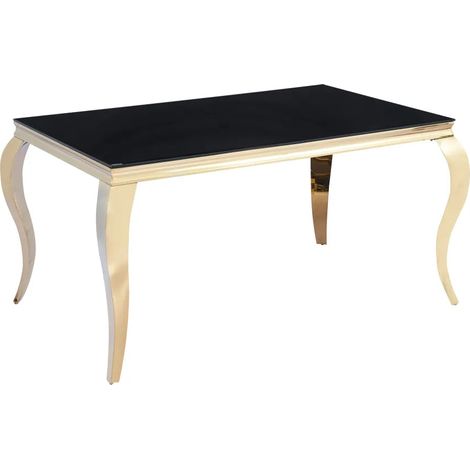 Table à manger BAROQUE 6 à 8 personnes Gold verre Blanc 180X90cm