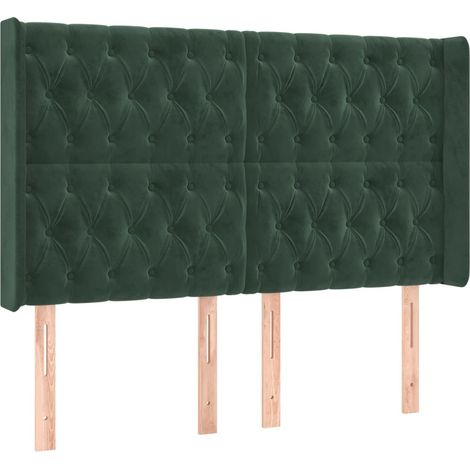 Cabecero con orejas de terciopelo verde oscuro 147x16x118/128cm vidaXL (1/5)