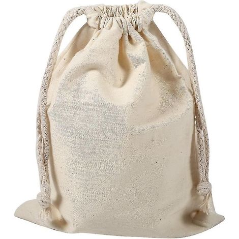 Filiyano-Lot de 2 sacs en coton avec cordon de serrage, sacs de rangement en tissu de coton, pour un usage quotidien à la maison, 15 x 20 cm (hy) (1/3)