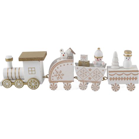 Mini Train de noël en bois pour enfants, jouet de décoration pour la maison, bricolage, cadeau blanc. (1/5)