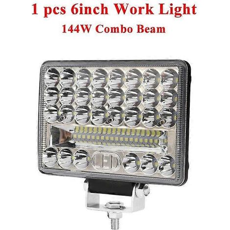 Projecteur LED 144 W 24 V, 14/5/6 pouces, barre LED 3030, phare tout-terrain, projecteur LED, lampe de camping, 1 pièce 6 pouces (1/5)